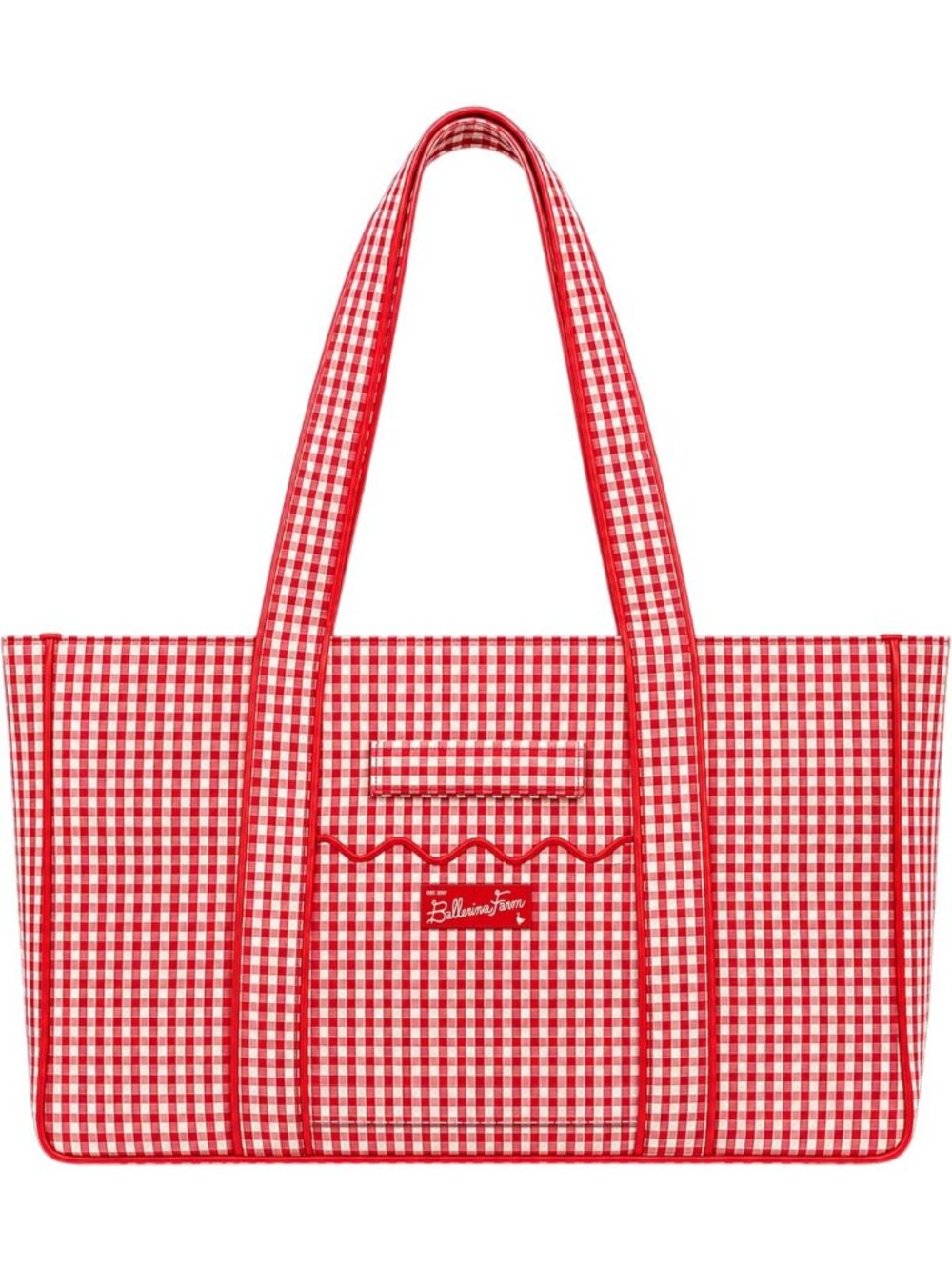 Chic Red Gingham Market Tote Bag | Stylish Ballerina Farm-Inspired Design